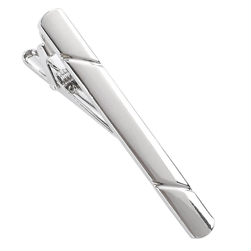 Narrow Tie Clip For Men, Simple Two-Color Pattern Electroplating Business 28 Styles, Personalized Trendy Korean Style Gold Tie Clip - Image 1