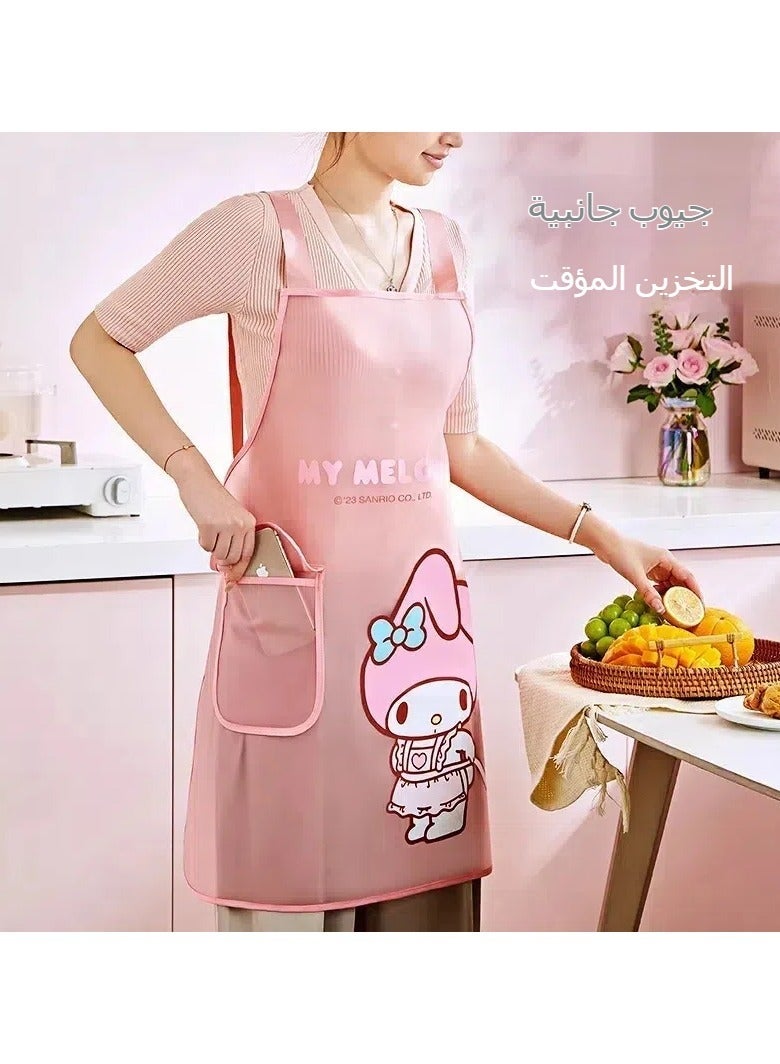 general Melody apron, kitchen household, waterproof and oil-resistant, catering workwear, transparent kitchen cooking - Image 2