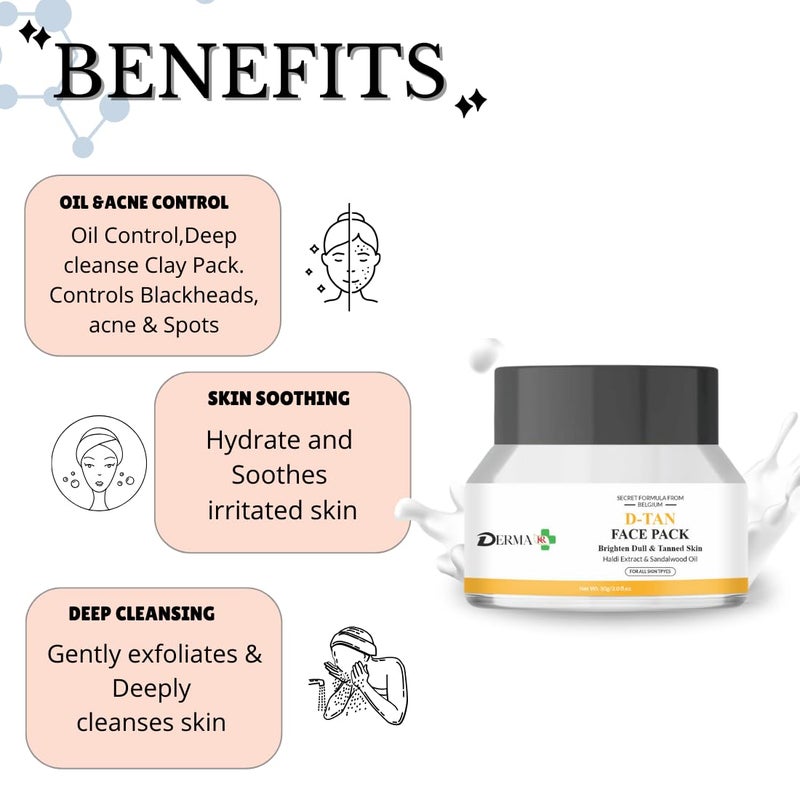 DERMAKR DERMA KR Morning to Night SPF 50 PA Sunscreen 50gm Ubtan DTan Face Pack 50gm Facial Pack Of 2 - Image 3