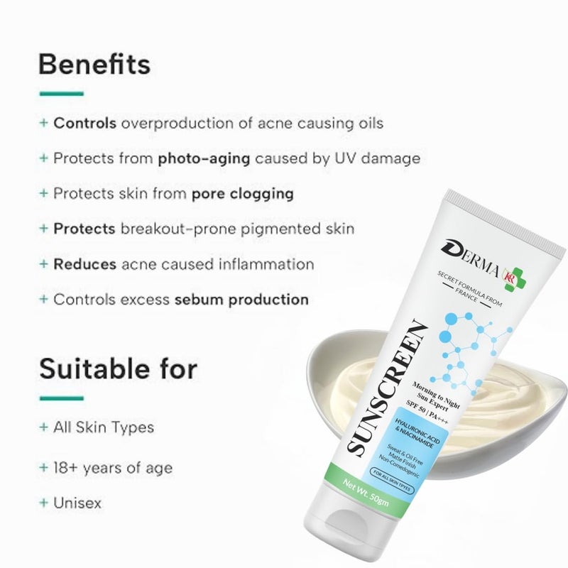 DERMAKR DERMA KR Morning to Night SPF 50 PA Sunscreen 50gm Ubtan DTan Face Pack 50gm Facial Pack Of 2 - Image 4