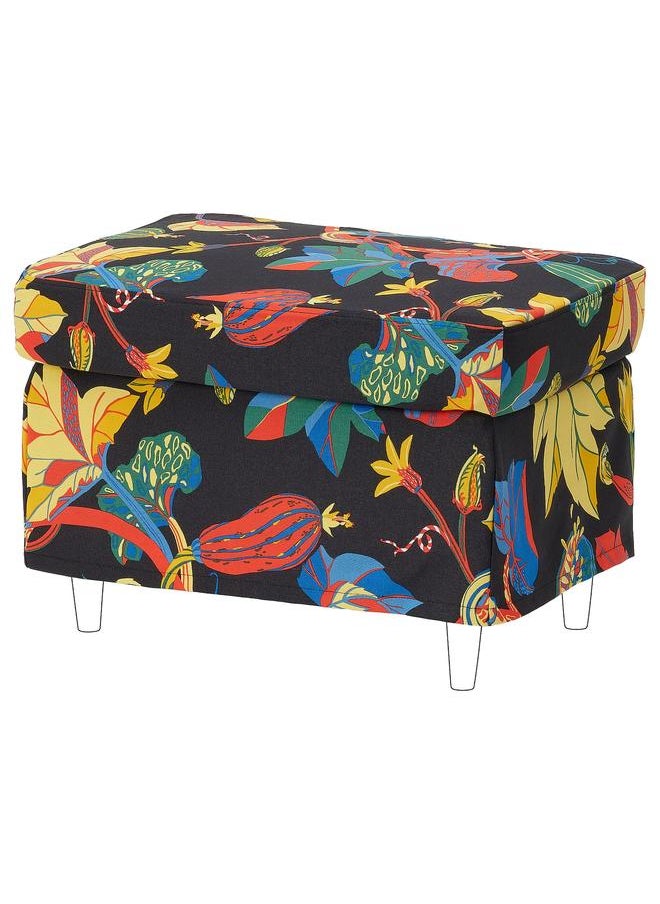 erorex Slipcover For Footstool, Stigsbo Multicolour/Black  - Image 1