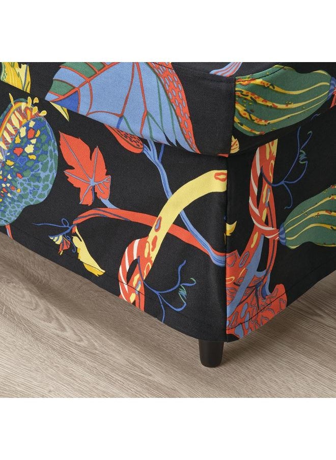erorex Slipcover For Footstool, Stigsbo Multicolour/Black  - Image 2