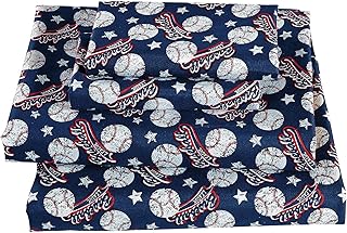 Linen Plus Sheet Set for Teen Boys Baseball Vintage Navy Blue Red White All Star League Flat Sheet Fitted Sheet and - Image 1