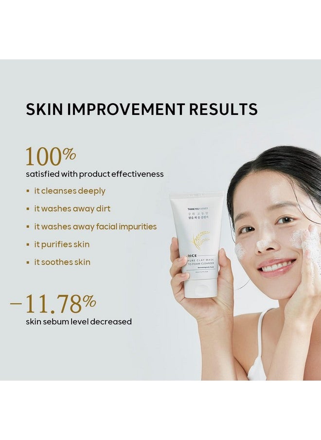 THANKYOU FARMER Rice Pure Clay Mask To Foam Cleanser (150 Ml) | 2 In 1 Face Cleanser | Pore Care, Sebum Control And Deep Cleansing | K Beauty, Korean Skin Care Products  - Image 3
