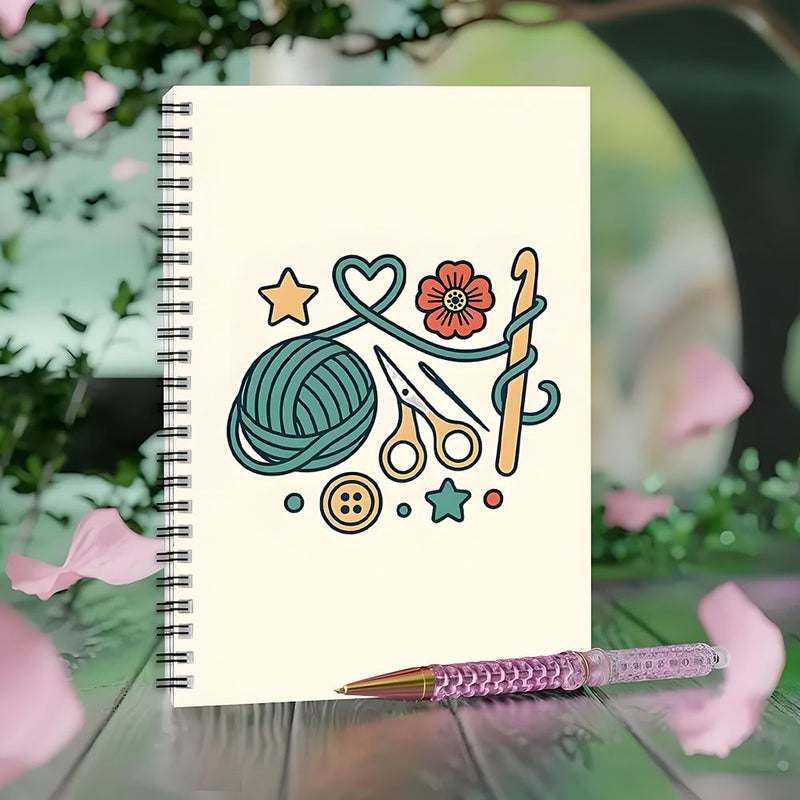 مفكرة حلزونية مقاس A5 لعشاق الحياكة، دفتر رسوم توضيحية للكروشيه، 100 صفحة - Image 4