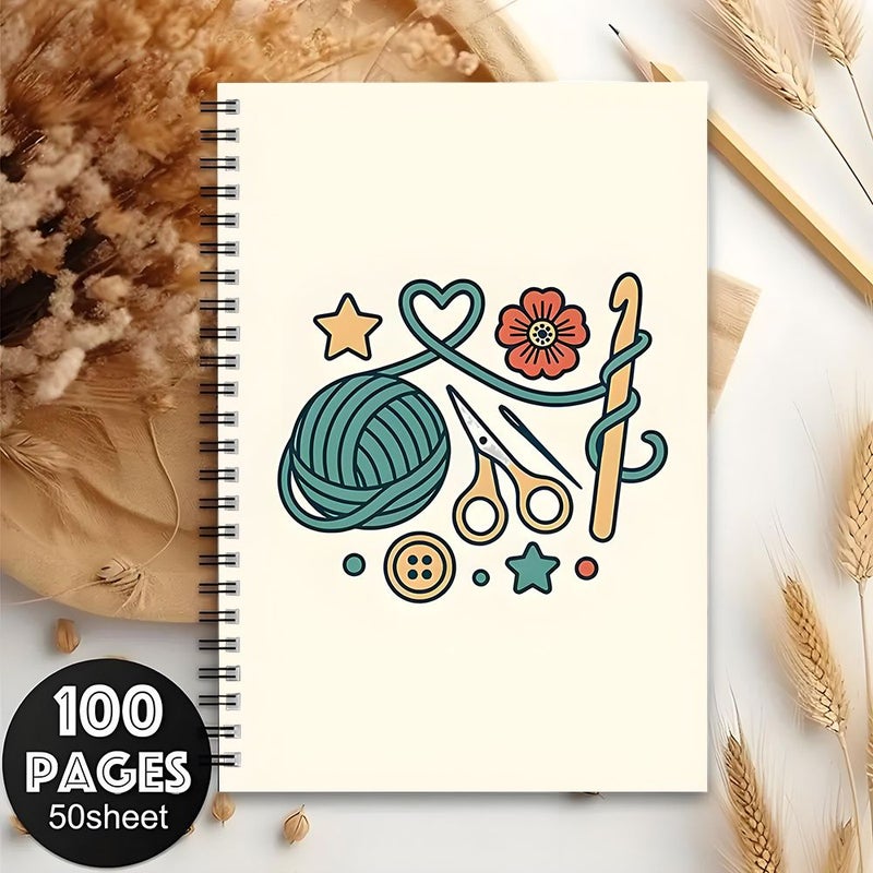 مفكرة حلزونية مقاس A5 لعشاق الحياكة، دفتر رسوم توضيحية للكروشيه، 100 صفحة - Image 5
