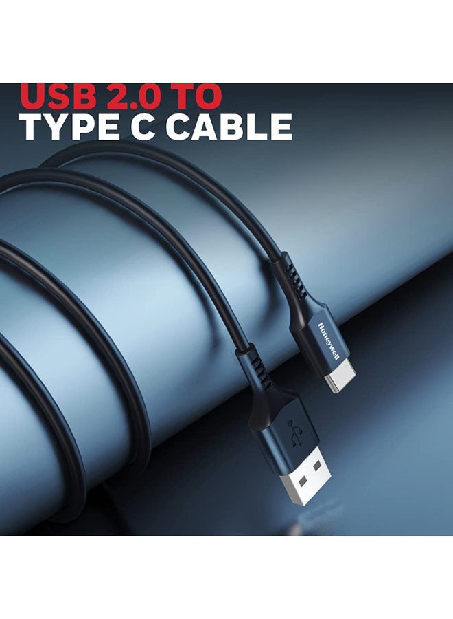 Honeywell Usb To Type C Cable 1.8Mtr Tangle Free Compatible With Iphone 16/15 Google Pixel Samsung And Oneplus Upto 60W Pd Black Black - Image 2