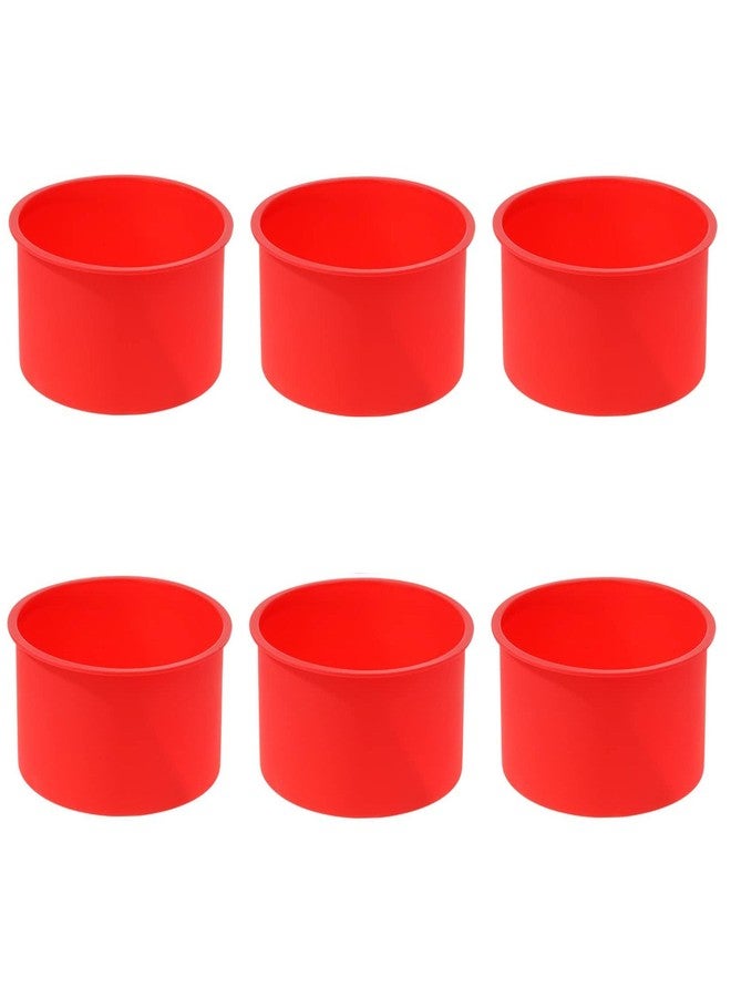 mifengda 6pcs Silicone Cake Mold Baking Round Cake Molds 4 Inch Non-Stick Baking Pan Kitchen Silicone Cake Molds for Baking(Red, 4inch) - Image 1