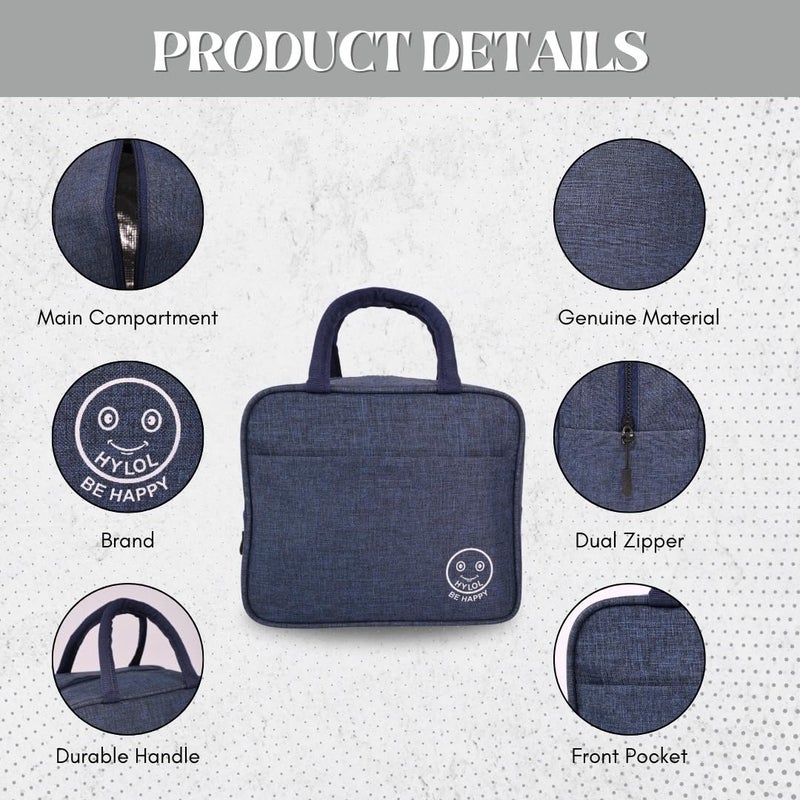 HYLOL Portable And Reusable Insulated Nylon Lunch Bags Women Work, Student Kids, Thermal Cooler Bag Picnic Organizer Storage Lunch Box - (Blue Color), 6 liter - Image 5
