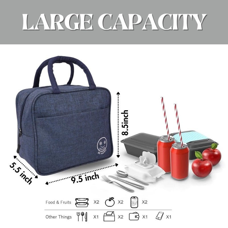 HYLOL Portable And Reusable Insulated Nylon Lunch Bags Women Work, Student Kids, Thermal Cooler Bag Picnic Organizer Storage Lunch Box - (Blue Color), 6 liter - Image 2