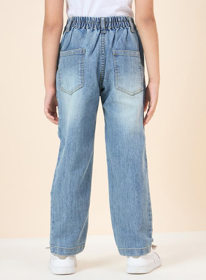 Stylo Bug Girls Ripped Acid Wash Faded Jeans - Image 3