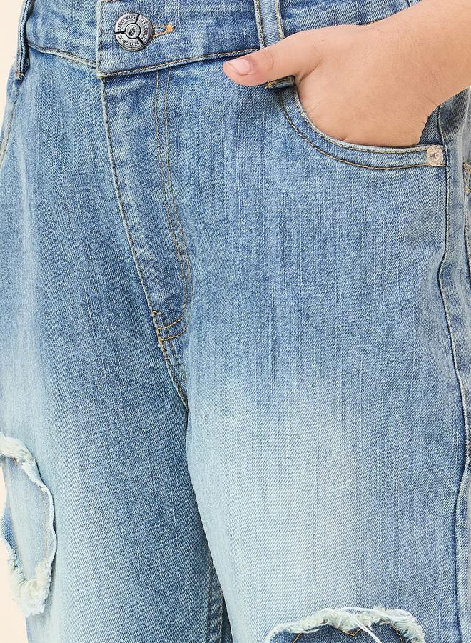 Stylo Bug Girls Ripped Acid Wash Faded Jeans - Image 4