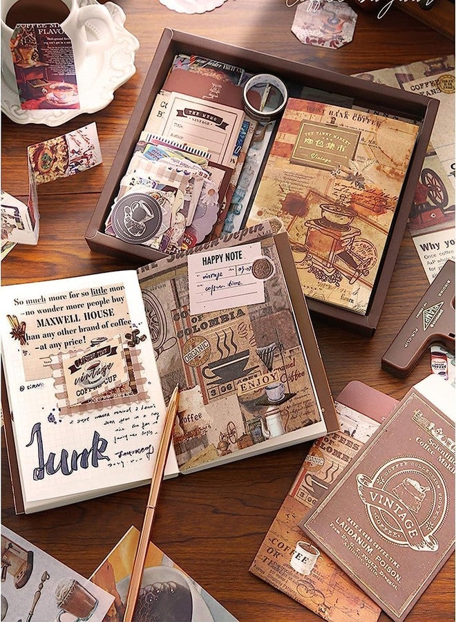 GLADBACK مجموعة جلادباك (346 قطعة) من أوراق التدوين والقصاصات مع لوازم تدوين إبداعية، وأدوات مكتبية، وملصقات، ودفتر ملاحظات A6 بشبكة مع صفحات مسطرة بيانية، هدية مثالية للفتيات (قصاصات قهوة) - Image 4