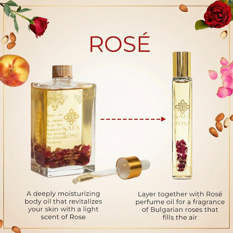 SAFA RosÃ© Organic Rose Oil Perfume Roller | Bulgarian Damask & Indian Rose Petals | 10 mL Long Lasting Perfume Oil for Women & Men | Non-Toxic, Alcohol-Free & Travel Friendly - Image 5