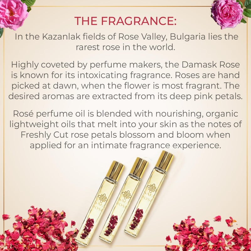 SAFA RosÃ© Organic Rose Oil Perfume Roller | Bulgarian Damask & Indian Rose Petals | 10 mL Long Lasting Perfume Oil for Women & Men | Non-Toxic, Alcohol-Free & Travel Friendly - Image 2