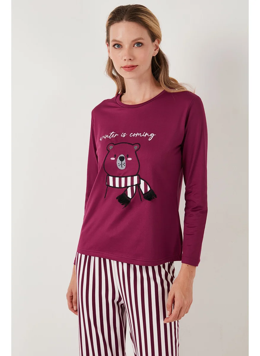 Lela Regular Fit Patterned Crew Neck Pajama Set 65719102