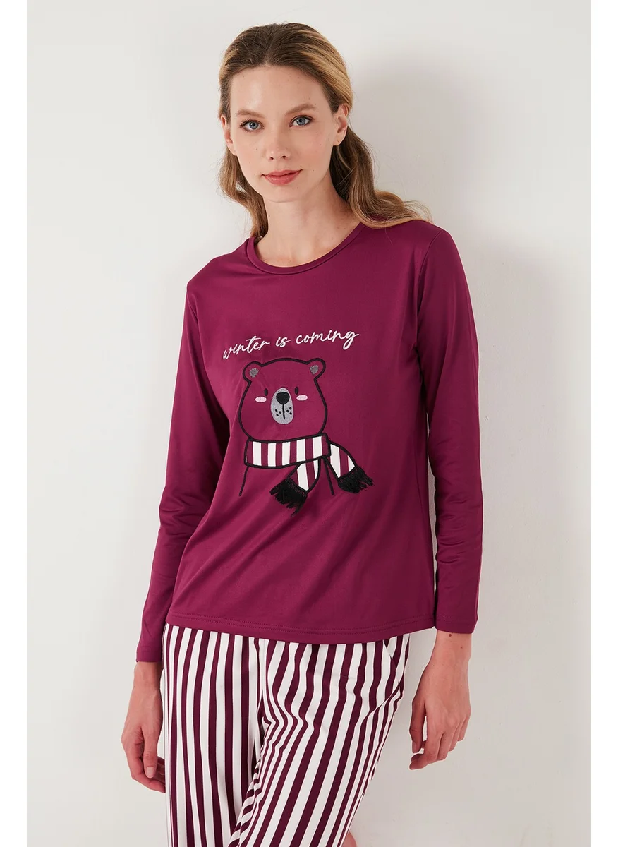 Lela Regular Fit Patterned Crew Neck Pajama Set 65719102