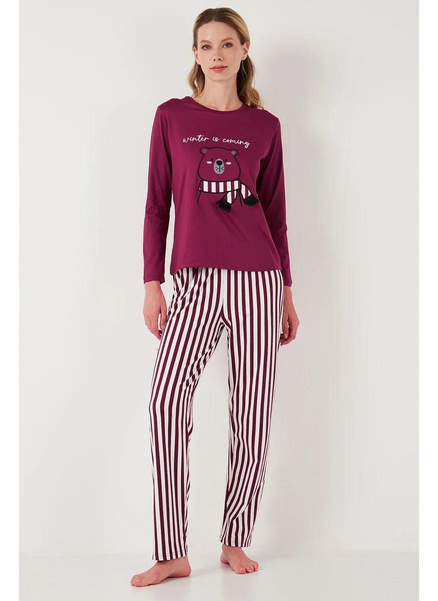 Lela Regular Fit Patterned Crew Neck Pajama Set 65719102