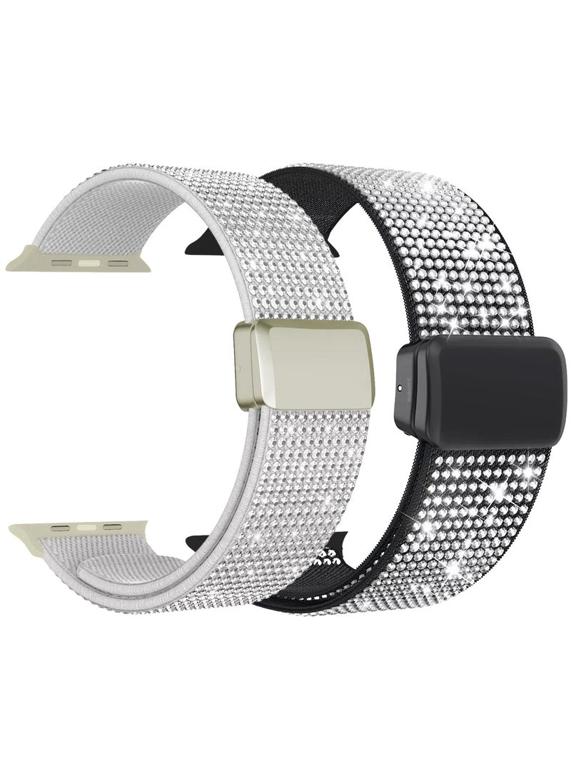 2Packs 44mm/45mm/49mm Strap Band for Apple Watch Series 1-9, SE & Ultra - Rhinestone Sparkle Watch Band - Image 1