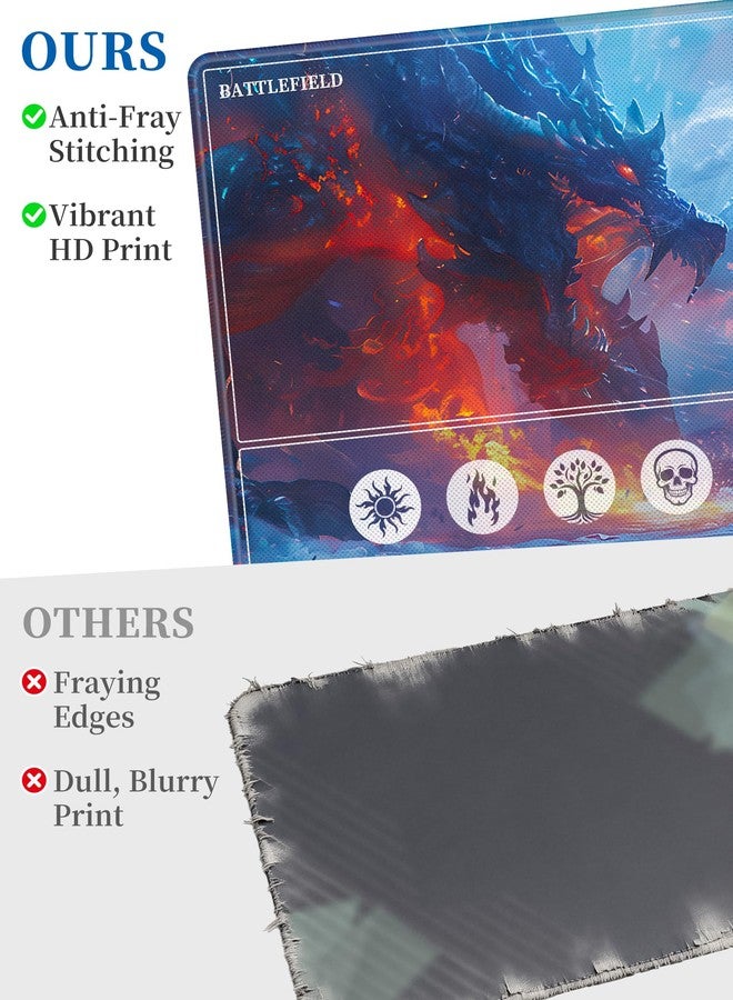 NiHome Playmat Compatible with MTG Magic The Gathering, 24 x 14 Inch - Non-Slip Rubber Base, Stitched Edges, Card Zones & Protective Storage Sleeve (Ice Dragon) - Image 3