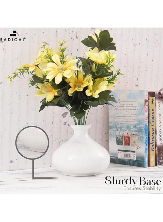 راديكالن مزهرية زهور من الرخام الأبيض | وعاء داخلي مصنوع يدويًا (5 بوصات) للزهور الطبيعية والاصطناعية - Image 4