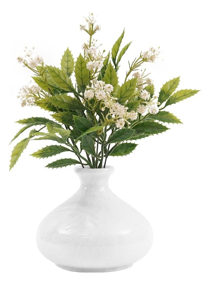 راديكالن مزهرية زهور من الرخام الأبيض | وعاء داخلي مصنوع يدويًا (5 بوصات) للزهور الطبيعية والاصطناعية - Image 1