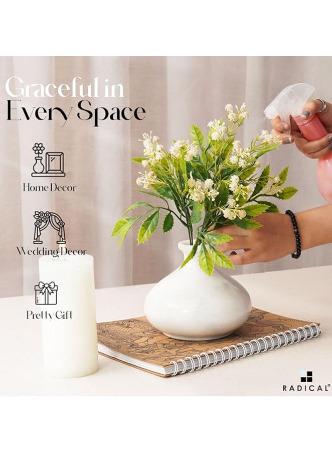 راديكالن مزهرية زهور من الرخام الأبيض | وعاء داخلي مصنوع يدويًا (5 بوصات) للزهور الطبيعية والاصطناعية - Image 3