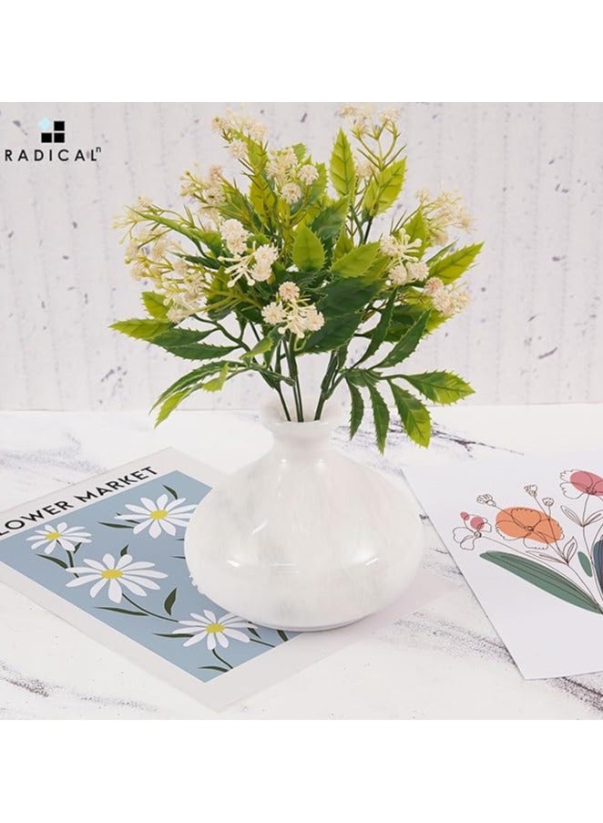 راديكالن مزهرية زهور من الرخام الأبيض | وعاء داخلي مصنوع يدويًا (5 بوصات) للزهور الطبيعية والاصطناعية - Image 5