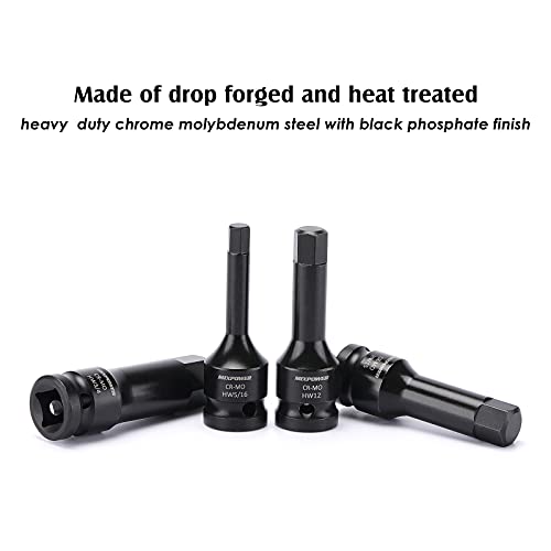 MIXPOWER 1/2" Drive Master Impact Hex Bit Set, Hex Driver, 20-Piece 1/2" Drive Allen Bit Socket Set, SAE/Metric, 1/4" - 3/4", 6-19mm, Cr-Mo Steel, Impact Grade - Image 3