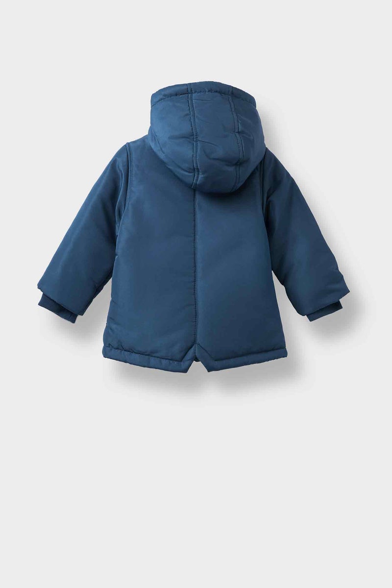 DeFacto Blue BabyBoy Baby Boy Hooded Zippered Waterproof Puffer Jacket Casual - Image 3