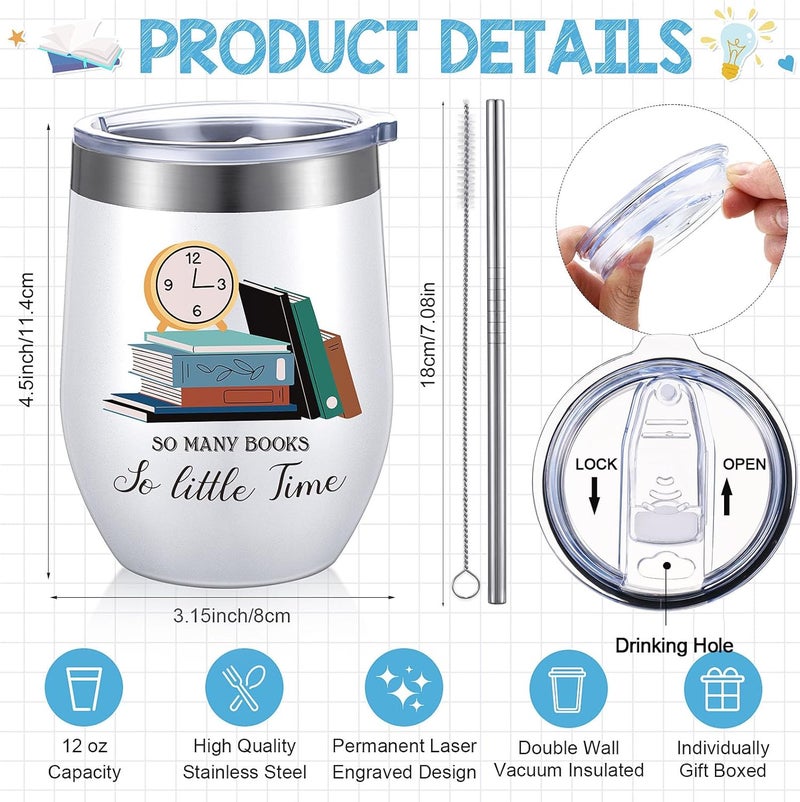 Rtteri 6 Pcs Book Lover Gifts for Women Librarian Gifts Bookish Tote Socks Tumbler Bookmark Notebook for Bookworm ReaderClassic  - Image 2