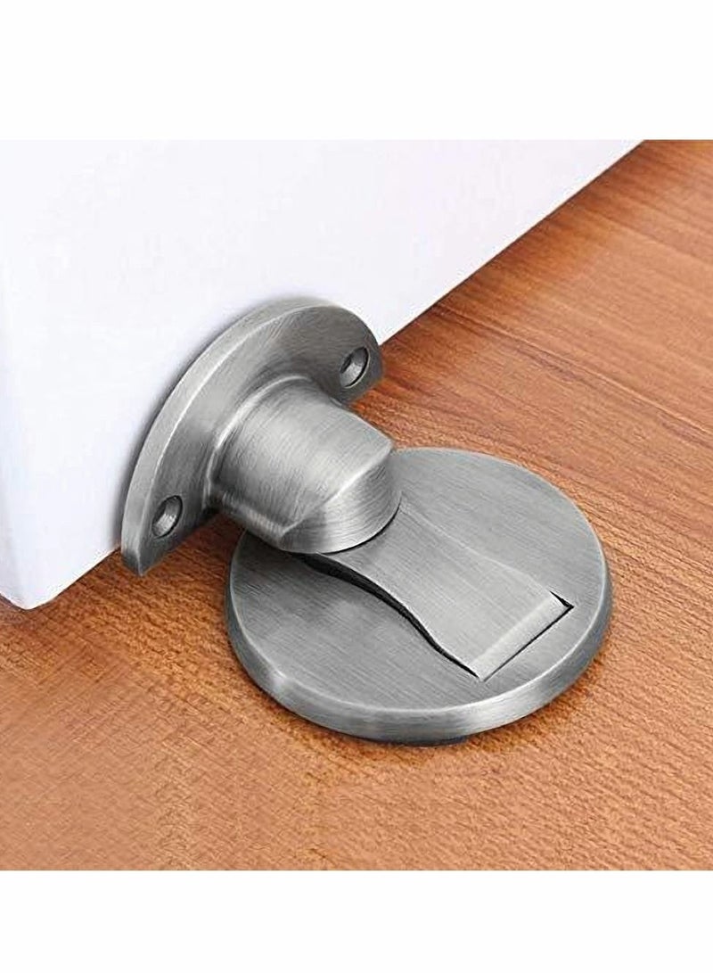 Excefore Magnetic Door Stop, Nickel Stainless Steel Bezel, Brushed, No Drilling, Retaining Wall Protector 2-Pack  - Image 4
