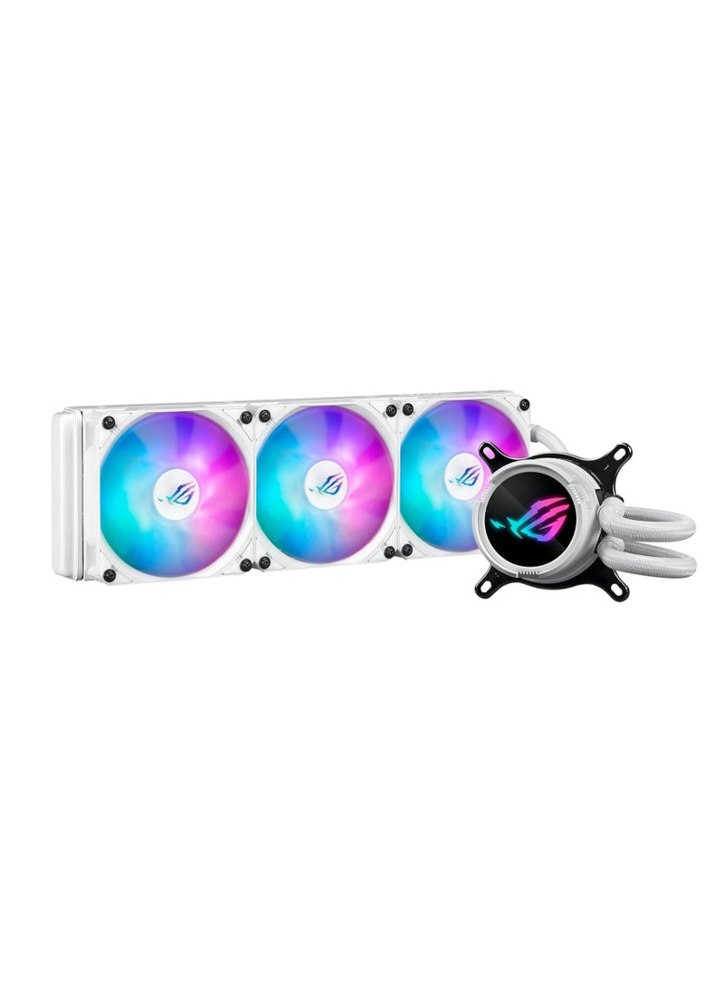 ASUS Rog Strix Lc Iii 360 Argb Wht All-In-One Cpu Liquid Cooler With 360° Rotatable Water Block, 7Th Gen V2 Asetek Pump, Premium Rog Argb Fans, And 10+ Custom Aura Lighting Effects White - Image 4