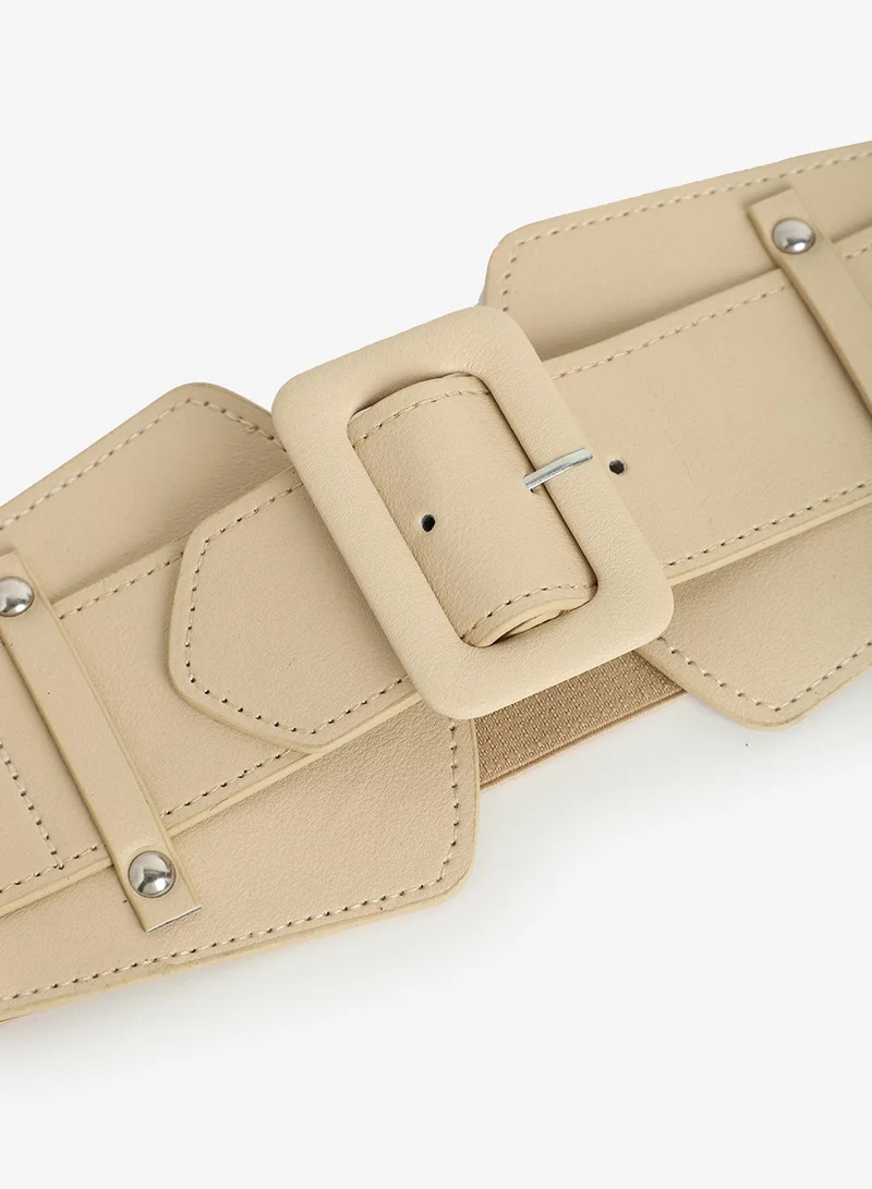 Haute Sauce  Beige Solid Waist Belt for Women | Best Price UAE