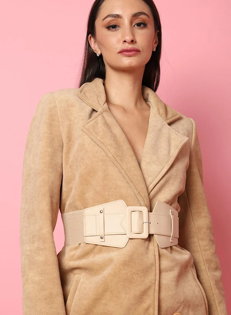 Haute Sauce  Beige Solid Waist Belt for Women | Best Price UAE