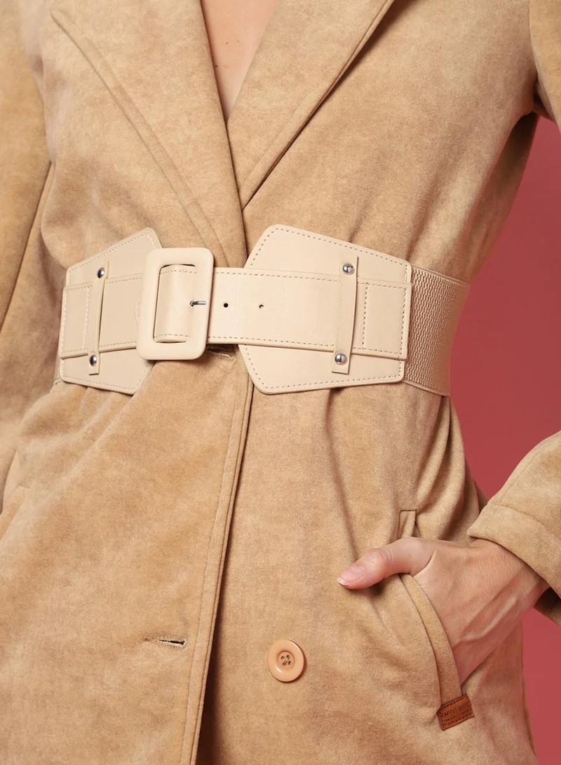 Haute Sauce  Beige Solid Waist Belt for Women | Best Price UAE