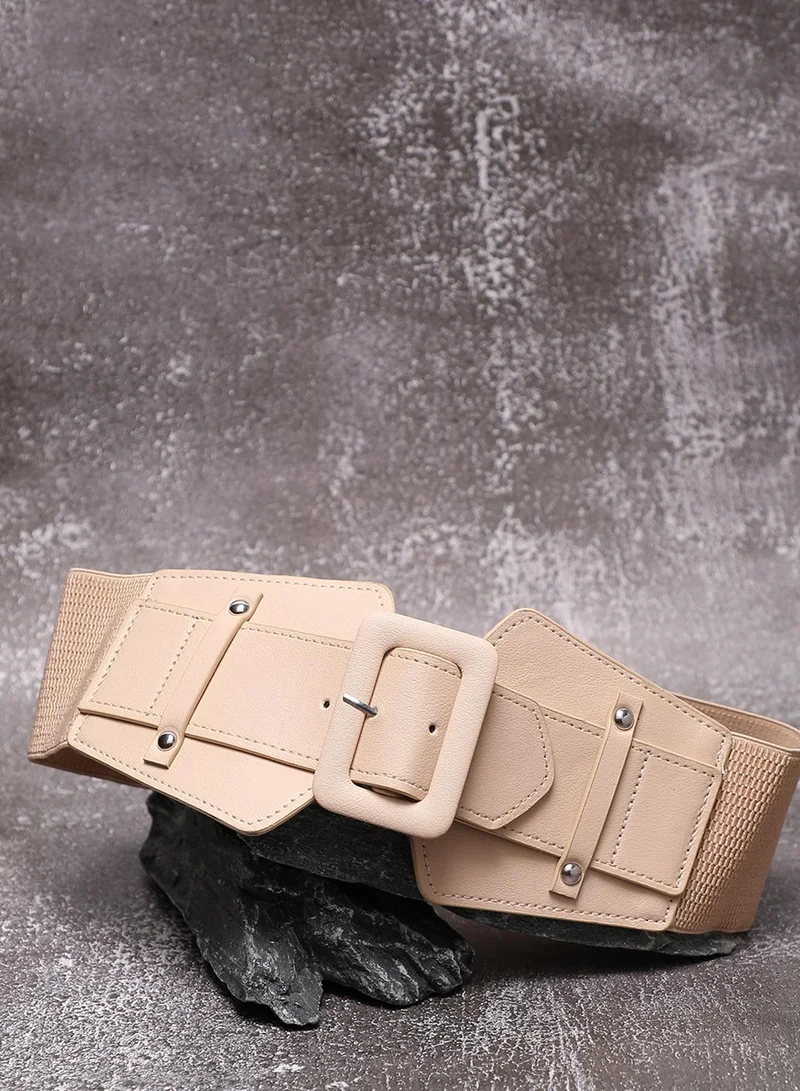Haute Sauce  Beige Solid Waist Belt for Women | Best Price UAE