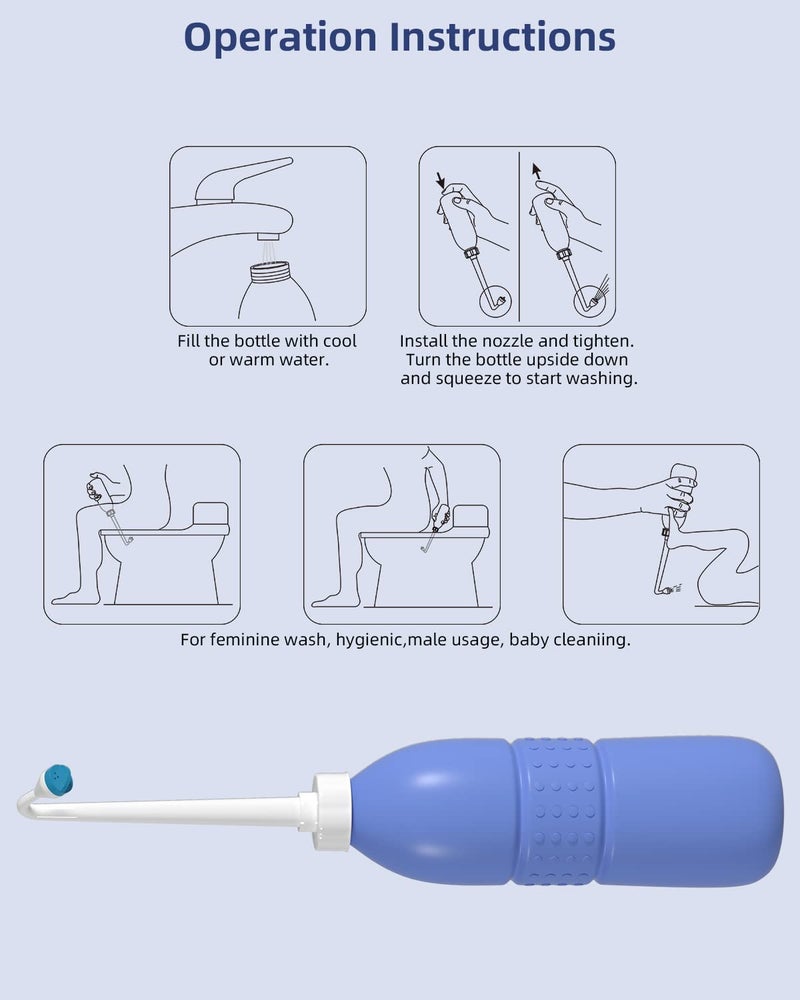 Hibbent Portable Bidet Sprayer and Travel Bidet with Hand Held Bidet Bottle for Personal Cleansing Use Extended Nozzle - Personal Hygiene Care Toilet Bidet Shower/Bathroom Bidet Spray -21.8oz(620ml) - Image 5