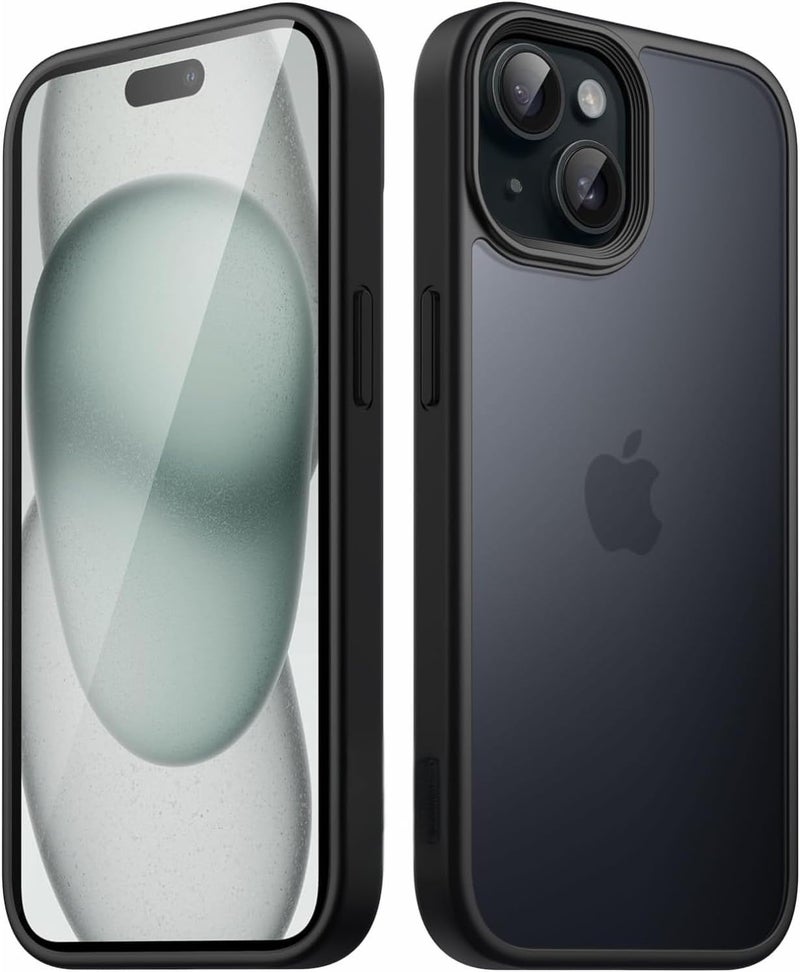 Lynacz Original Military-Grade Matte Case – Shockproof Frosted Translucent Back, Compatible with iPhone 15 (Black) - Image 5