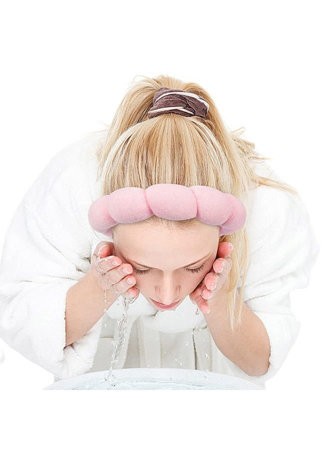 Generic Spa Headband for Women,Sponge Headbands Cloth Hairband for Women Girls Fashion Hair Hoop,Hair Accessory Head Wraps for Spa Wash Face Makeup Yoga(Pink) - Image 2