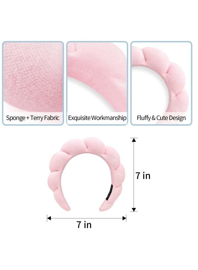 Generic Spa Headband for Women,Sponge Headbands Cloth Hairband for Women Girls Fashion Hair Hoop,Hair Accessory Head Wraps for Spa Wash Face Makeup Yoga(Pink) - Image 4