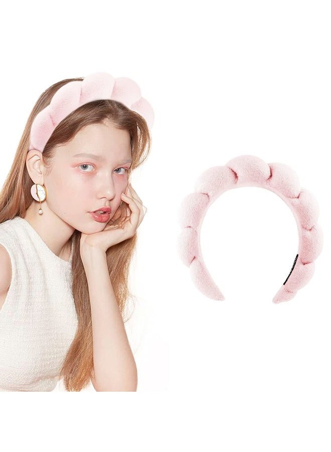Generic Spa Headband for Women,Sponge Headbands Cloth Hairband for Women Girls Fashion Hair Hoop,Hair Accessory Head Wraps for Spa Wash Face Makeup Yoga(Pink) - Image 3