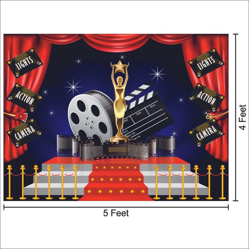 Party Baazaar Bollywood Night Backdrop | Movie Night Banner | Bollywood Theme Party Decorations (Pack of 1, Size: 5x4 Feet) - Image 3
