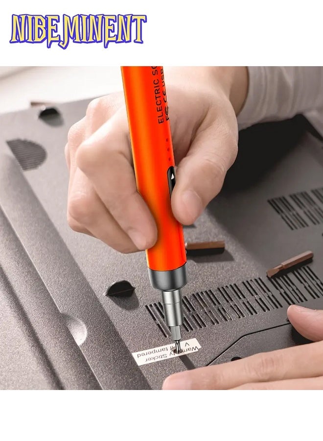 NIBEMINENT 46 in 1 Mini Electric Screwdriver Set with 38 Magnetic Precision Bits, USB Powered Rechargeable Lithium Battery, Portable Tool Kit for Home Use, Precision Repair Tool Kit for Phone, Laptop, Camera, Watch, Computer（Red） - Image 2