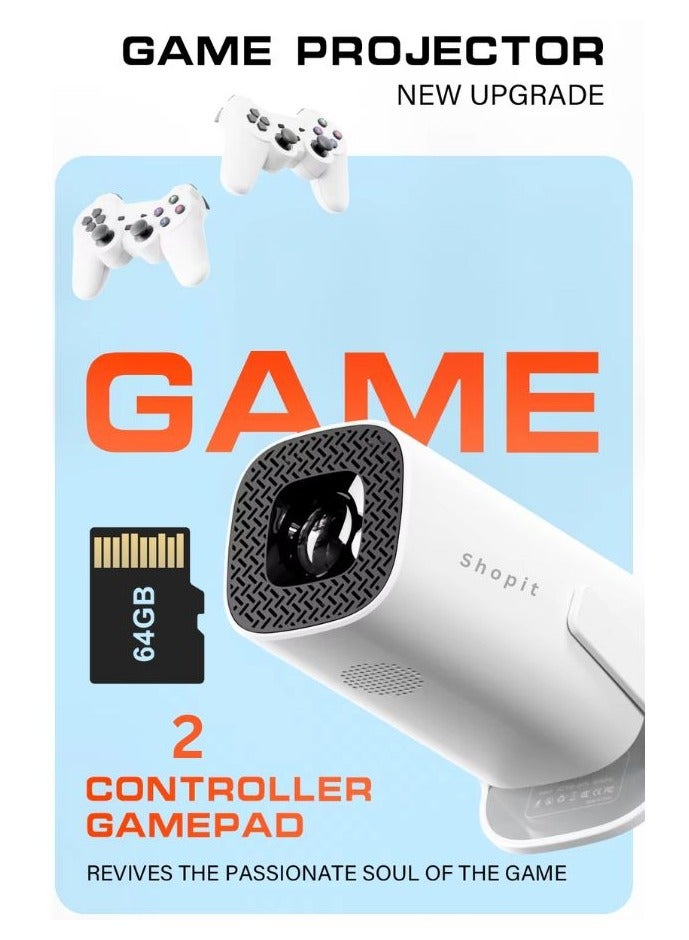 BICCHOO Smart Game Projector  210ANSI Lumens Android 11 Portable Mini Cinema Ultra HD Gaming Projector 130 Inches Screen Display Lamp 4K Home Movie Theater Gaming Video Presentations 180 Degree Rotating Screen Mobile Phone Projection With Remote and 64gb Memory Card - Image 1