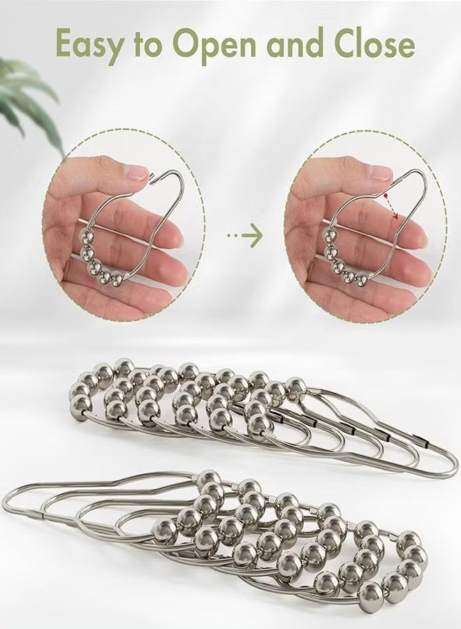 Shower Curtain Hooks Rings, 24Pcs Rust-Resistant Metal Shower Curtain Hooks for Bathroom Shower Rods Shower Hooks Shower Rings for Curtain - Image 4