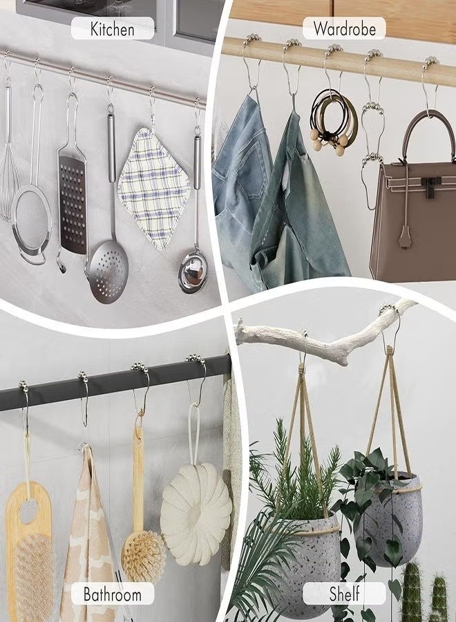 Shower Curtain Hooks Rings, 24Pcs Rust-Resistant Metal Shower Curtain Hooks for Bathroom Shower Rods Shower Hooks Shower Rings for Curtain - Image 5