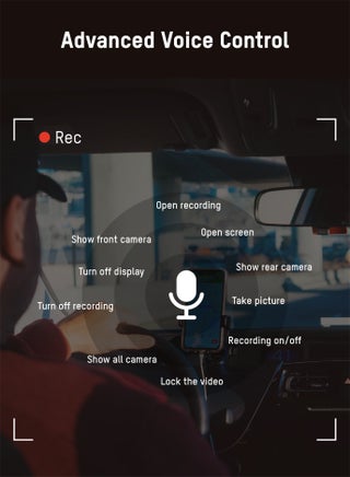Hikvision K5 Dashcam، 2K، قناة مزدوجة، واي فاي، شاشة لمس 3 بوصة، التطبيق، التحكم الصوتي، كابل خط باك، تسجيل حلقة، مراقبة وقوف السيارات - view 5