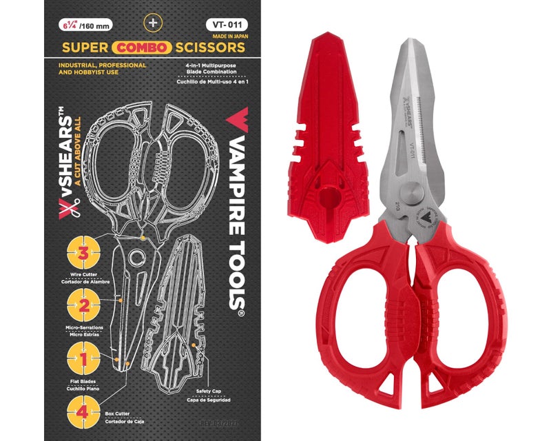 VAMPLIERS 6.3" Compact Heavy Duty Electrician Scissors. Made in Japan. 4-in-1 Multipurpose Blades. - Image 1