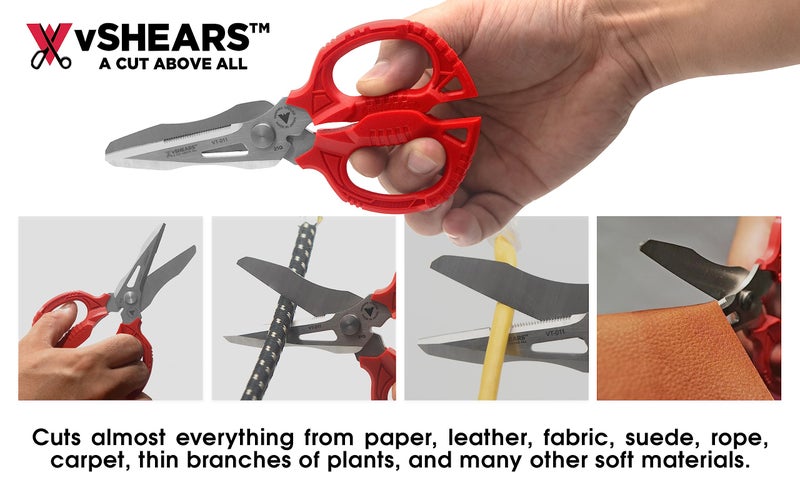 VAMPLIERS 6.3" Compact Heavy Duty Electrician Scissors. Made in Japan. 4-in-1 Multipurpose Blades. - Image 2